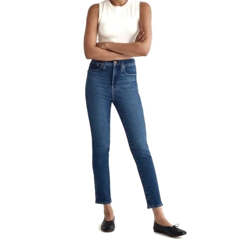 Madewell Stovepipe High Rise Straight Leg Stretch Jeans Cropped Sz 25